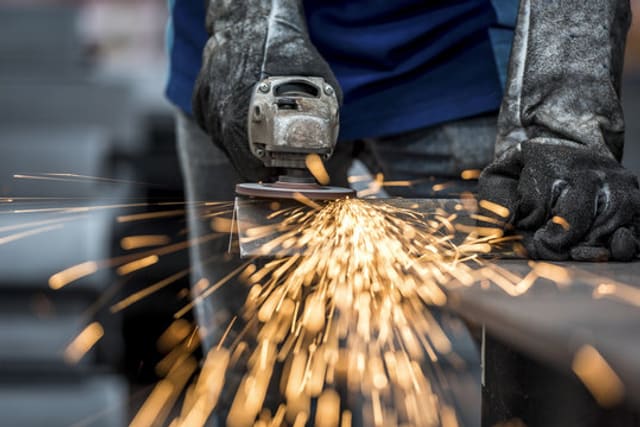 Grinding sparks during weld cleanup