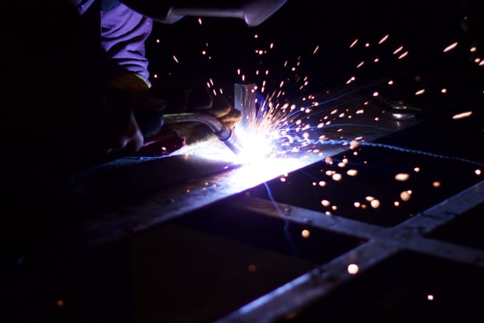 TIG welding on a fabricated steel component